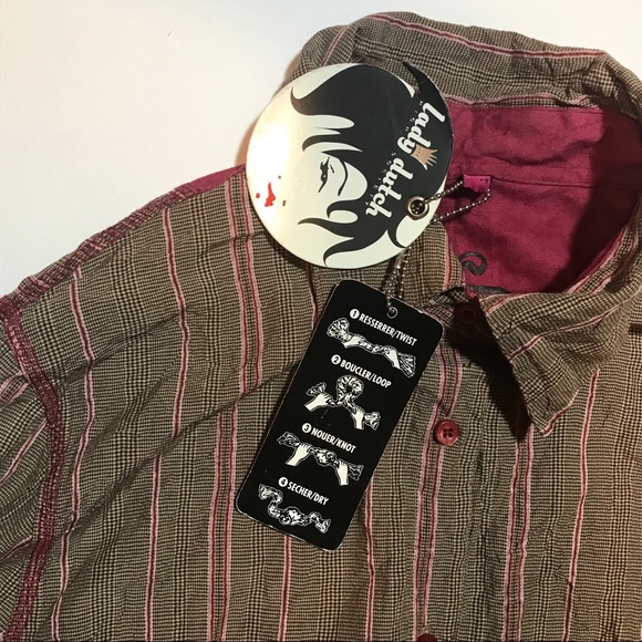 Dress Shirt Crinkle Top Stripped NWT - Picture 1 of 4